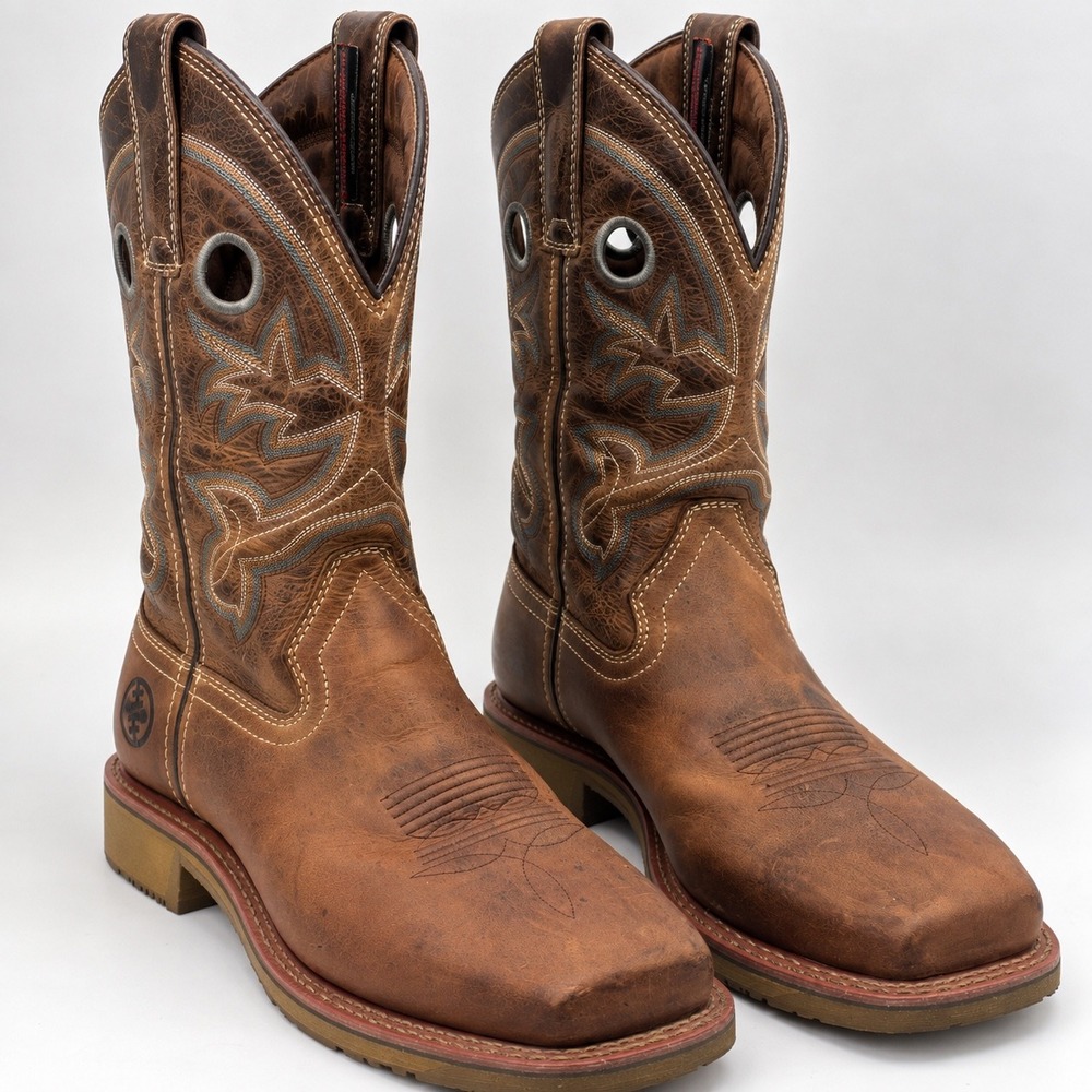 Double-H DH2411 Womens 11in Wide Square Composite Toe ICE Roper Boots Brown 9M